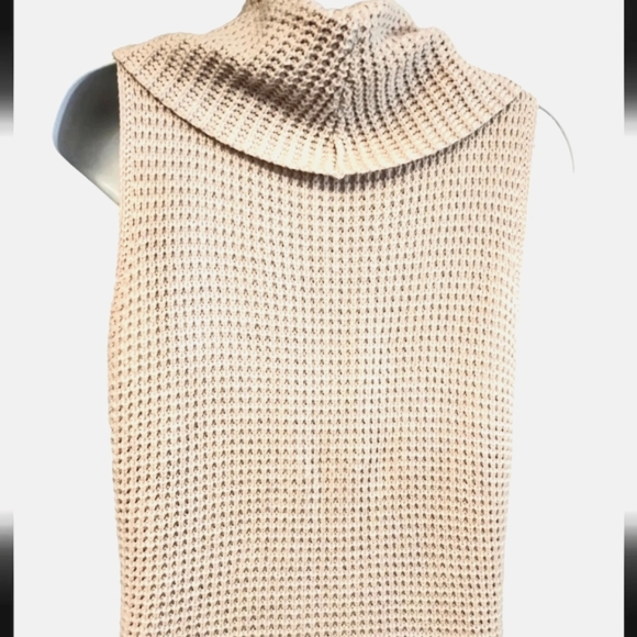 Two by Vince Camuto Sleeveless Cowl neck Chunky Knit Sweater Size M Pale Pink - Picture 6 of 8